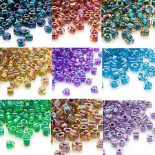 100 Miyuki Glass Triangle Seed Beads 5/0 Inside Color Two Tone Lined Beads