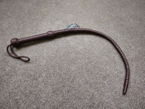 Top Cowhide Leather Set 4 Feet Bullwhip 31'' Kinky Whip & 9 Tails Stingy Flogger - Picture 11 of 26