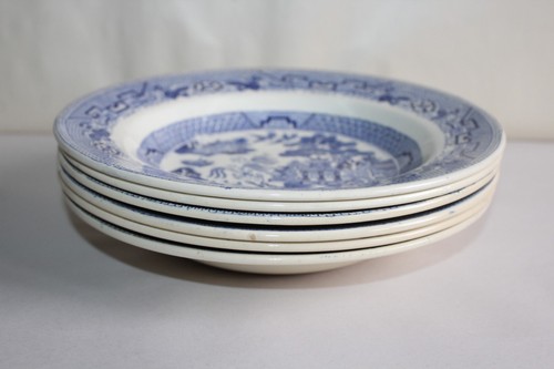 6 assiettes creuses en faïence Hamage Moulin des Loups modèle Willow - Picture 4 of 9