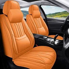 with Head Pillow Nappa Leather Car 5 Seat Covers Full Set Protector Waterproof