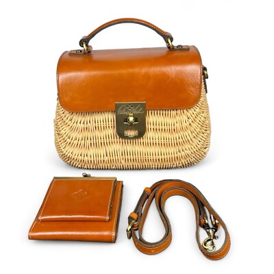 Patricia Nash Colimena Satchel Spring Wicker Hand Bag Purse