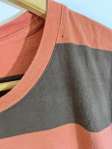 Lacoste Shirt Mens Size 9 Orange & Brown Crewneck T-Shirt 100% Cotton - Picture 5 of 10
