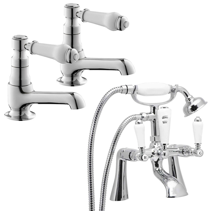 Traditional Chrome Bathroom Taps incl Basin, Bath Filler, Bath Shower