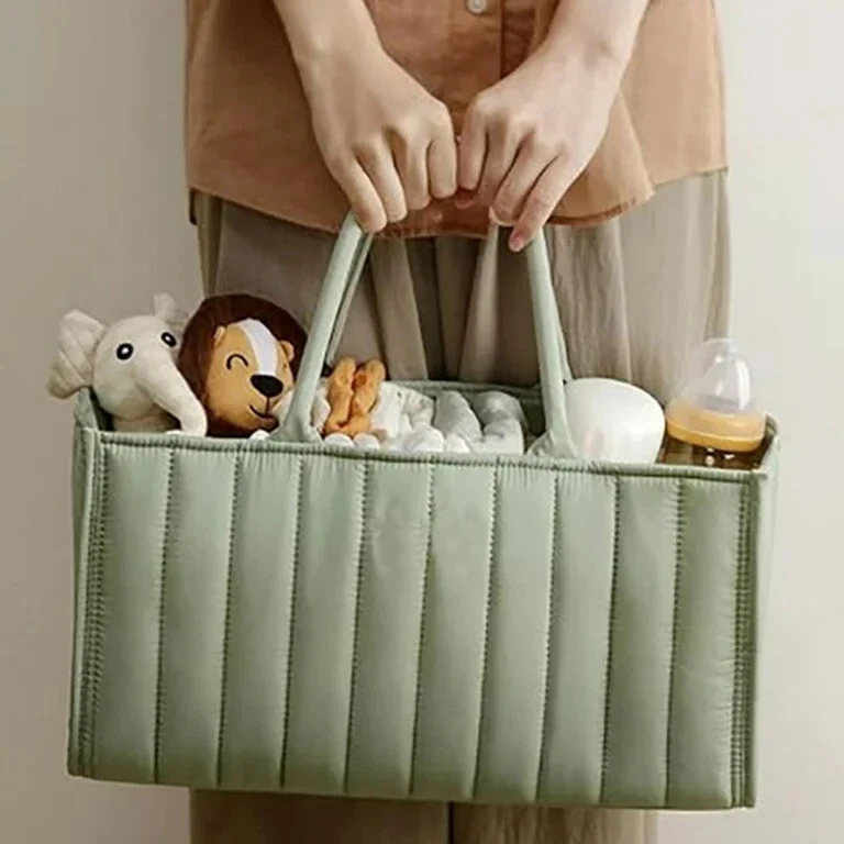 Canasta Organizador De Algodón Verde Para Pañales Juguetes Toallas De Bebé - Image 2 of 4