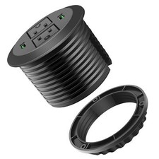 3 inch Desk Power Grommet, USB Grommet with Green Port, Hole 6FT, Black