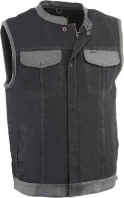 MILWAUKEE PERFORMANCE MENS LEATHER TRIM DENIM VEST w/ DUAL CONCEAL POCKETS -SAGF