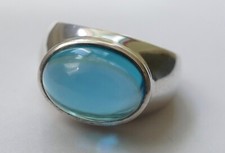 Ring hellblauer Cabochon 925 Silber Vintage 80er ring silver