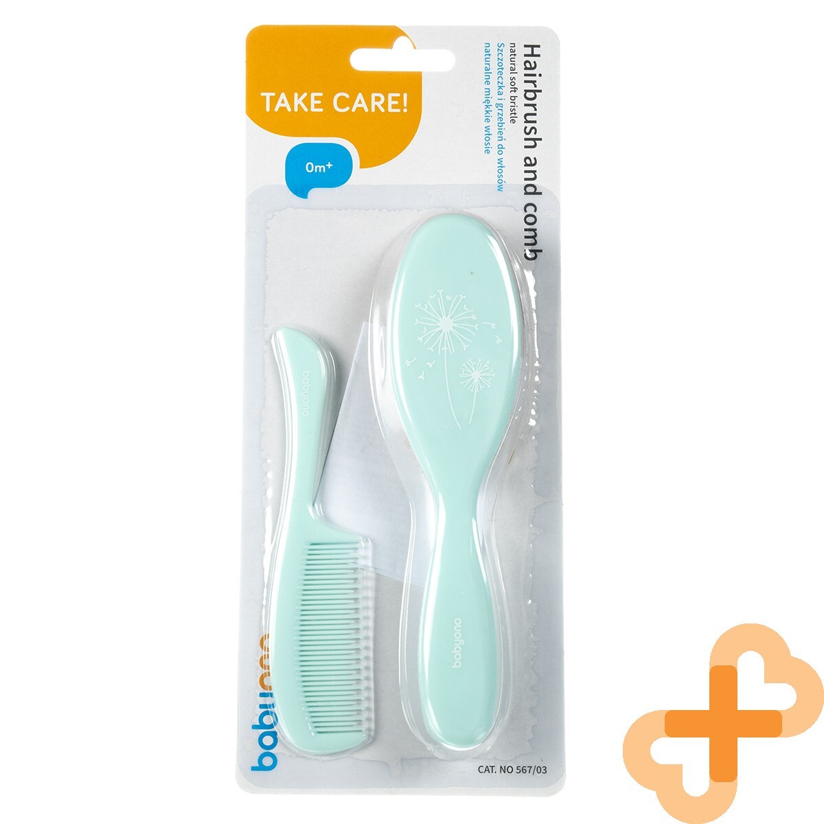 BABYONO Natural Bristle Soft Hair Brush and Comb Kit From 0+ months Random Color