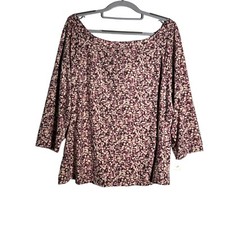 Women's Top Stretchy 3/4 Sleeves Size 16/18W Soft Made in USA Travel Office