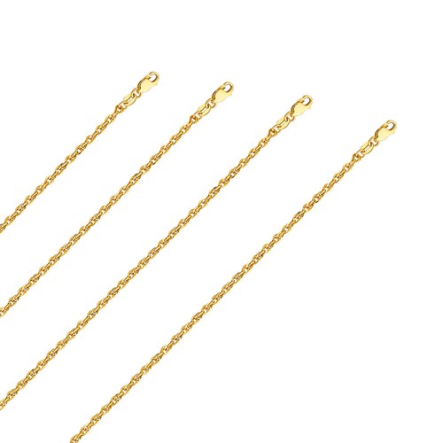 14K Solid Real Yellow Gold 2.7 mm Double Link Hollow Rope Chain 18" - 24'' - Picture 5 of 15