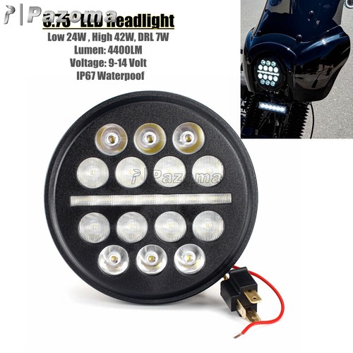 5.75 inch Motorcycle Round LED Headlight DRL For Harley Dyna Wide Street Glide - Picture 2 of 10