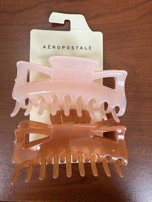 Aéropostale Hair Clip Set of 2 Claw Clips Pink and Burnt Orange
