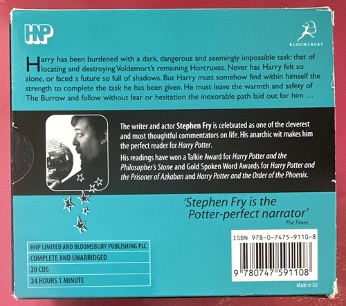 Harry Potter & The Deathly Hallows CD Audio Book - Stephen Fry 20 Discs 24hrs - Picture 2 of 3