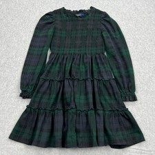 Polo Ralph Lauren Jersey Dress Girls' 6 Green Tartan Plaid Blackwatch Smocked