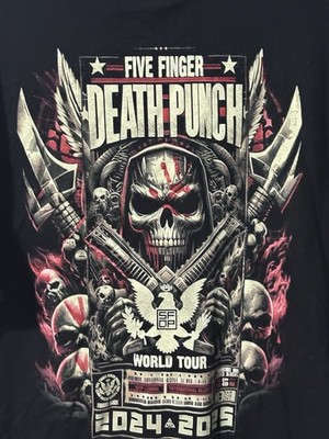 Five Finger Death Punch Black T-Shirt Size XL 2024-2025 Concert Tour Rock Band