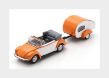 SCHUCO 452677700 VOLKSWAGEN - BEETLE CABRIOLET WITH CARAVAN TRAILER 1960 - ORANGE