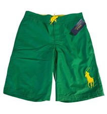 NWT Polo Ralph Lauren Swim Trunks Youth M 10/12 Big Pony Green