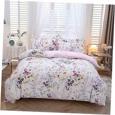 Floral Duvet Cover Set King Size 3-Pieces Egyptian Cotton King-3pcs Lilac