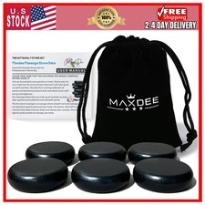 Maxdee 6 Piece Medium Hot Stone Massage Kit Natural Basalt Rocks for Spa Therapy
