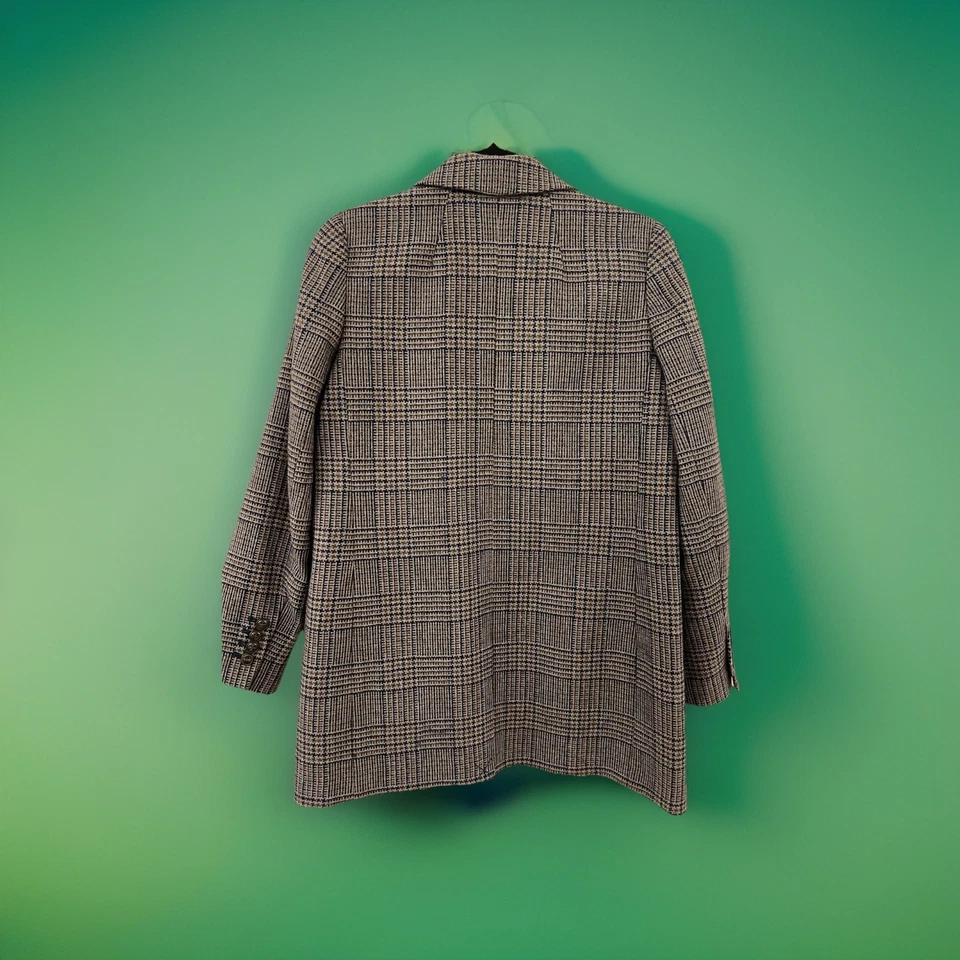 Madewell Navy/Tan Glen Plaid Single-Breasted Blazer Women Fall Workwear Size XS - Image 2 of 4