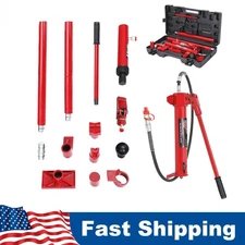 10 Ton Porta Power Hydraulic Jack Body Frame Repair Kit Hose Lift Ram 20000 lbs