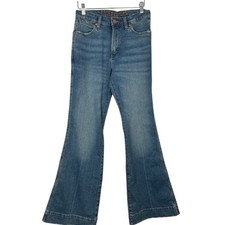 Retro Wrangler Flare Jeans Women's Medium Wash High Rise Denim Pants - 28x32