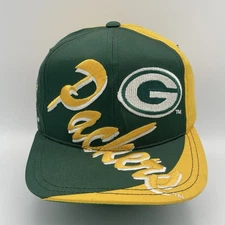 Vintage Green Bay Packers Split Script Snapback Hat 90s Rare Spellout Logo 7