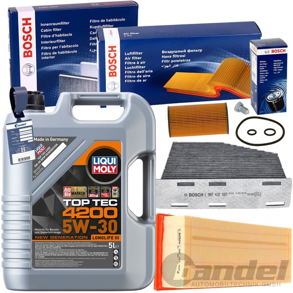 Bosch Inspektionspaket+Liqui 5W30 ÖL Passend FüR A3 8P Q3 Golf 6 5 Passat B6 B7-image