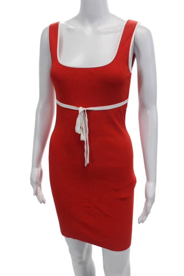 Amanda Uprichard Womens Square Neck Tied Sleeveless Tank Dress Red Size S - Изображение 2 из 4