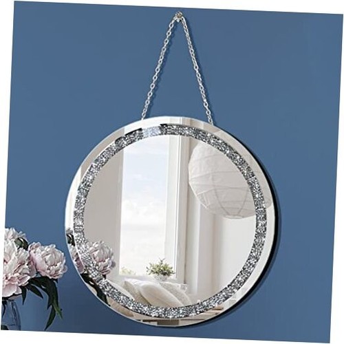 Crush Diamond 12 inch Wall-Mounted Mirrors with Iron Chain Home 12"L x 12"W
