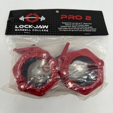 Lock-Jaw Pro 2 Barbell Collars Red 2 Inch 50mm Olympic Bar Clamps Pair