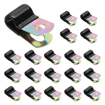50Pcs 5/16'' Vinyl Coated Cable Clamps Galvanized Steel Metal Clips Black