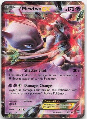 Mewtwo EX 62/162 Holo Ultra Rare BREAKthrough Pokemon Moderately Played