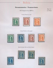 BOLIVIA STAMPS 1867 500c LIBERTY DOCUMENTARY PROOFS AMERICAN BANKNOTE COMPANY