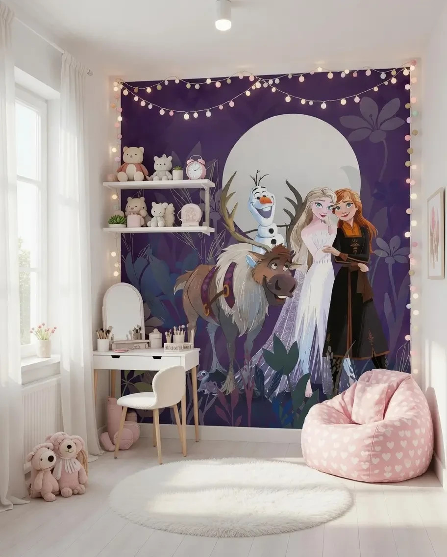 Girly Disney Photo Wall Mural 78x98inch kids room wallpaper Frozen Elsa Anna