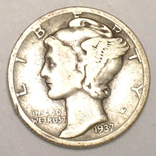 Photo of a 1937-D Mercury Dime from an eBay listing that sold on Jul 13, 2026