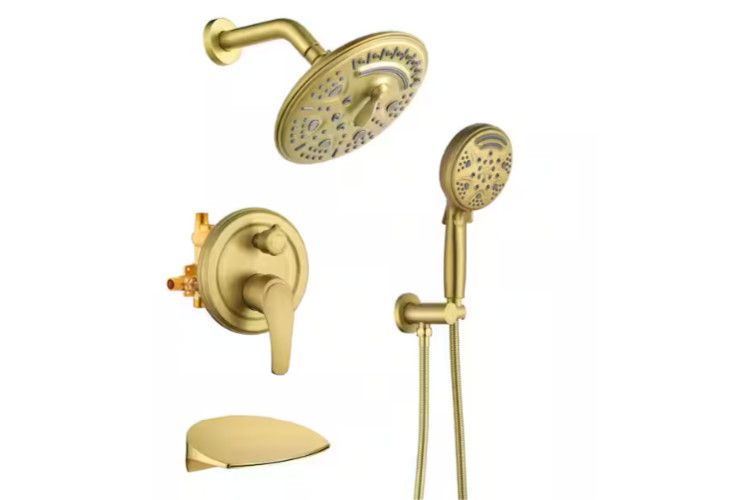 AIMADI Single Handle 9-Spray Tub and Shower Faucet 1.8 GPM Brass Wall Mount