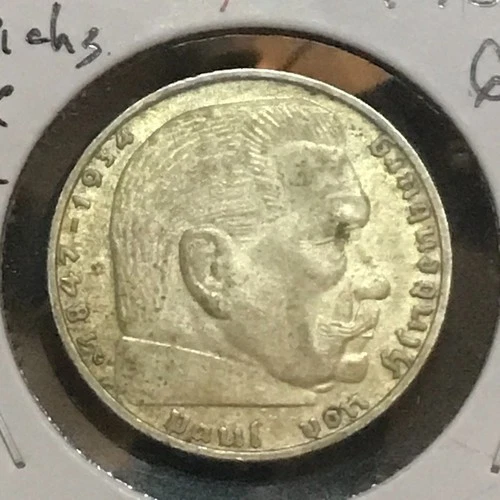 Germany 2 Reichs Mark Silver .1608 KM 93 AU/Unc 1939 G