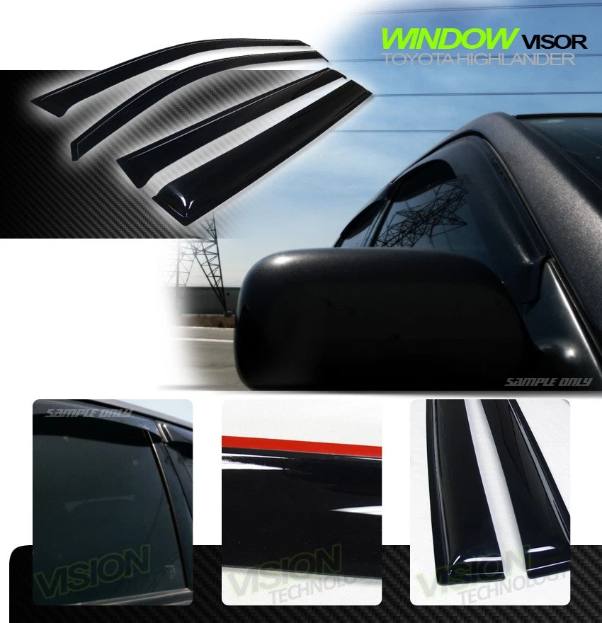 Para Toyota Highlander 08-13 Protector de lluvia/viento Ventilación Sombra Deflector Viseras de ventana Foto 2 de 2