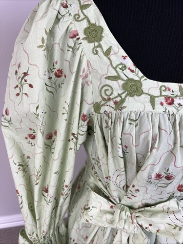 Mi Golondrina $ 355 neu mit Etikett Gr. S Eli Claro Verde besticktes Maxikleid mit Blumenmuster grün - Bild 5 von 13