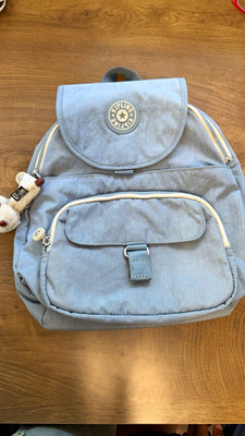 Kipling Small Gray Backpack w/ Monkey Bag Charm & Adjustable Straps