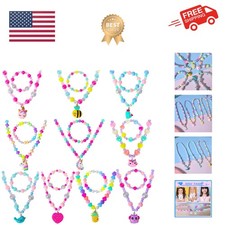 Jewelry Sets Beaded Necklace and Beads Bracelet for Kids Girls 10 Sets Unicor...