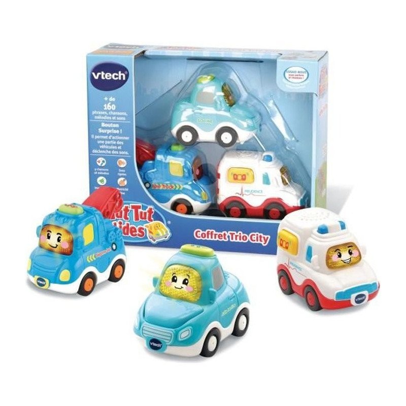 Tut Tut Bolides Coffret Trio City Vtech pour animer les circuits de voitures dans la chambre