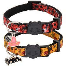 Giecooh Halloween Cat Collar,2 Pack Breakaway Cat Collar with Bells,Pumpkin G...