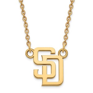 Authentic Gold Plated Sterling Silver MLB LogoArt San Diego Padres S-D Pendant Necklace