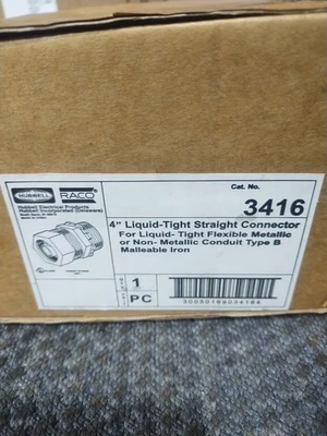 Hubbell Raco 3416 4" Insulated Liquid Tight Straight Connector - Image 1 of 3