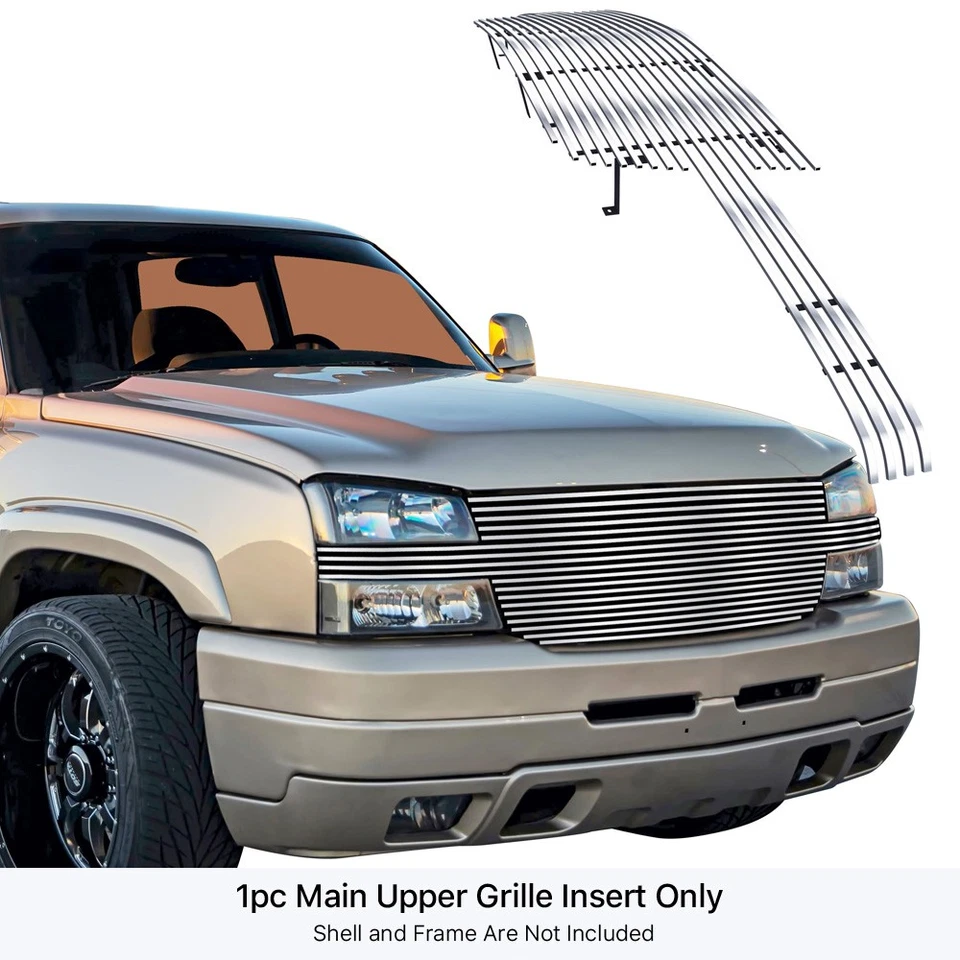 Para Chevy Silverado 2500/3500 2005-2006 parrilla principal de acero inoxidable cromada Foto 2 de 4