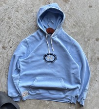 y2k early 2000s boxy sun faded powder blue center logo hoodie