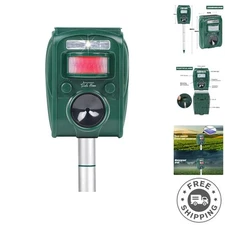 2 Pack Solar Ultrasonic Animal Repellers with Motion LED - Humane Deterrent