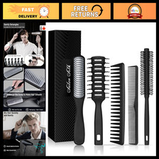5PCS Men's Hair Brush Styling Comb Set - Professional Barber Tools for All Hai